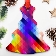 Abstract Blue Background Colorful Pattern Christmas Tree Ornament (two Sides)