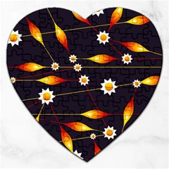 Flower Buds Floral Background Jigsaw Puzzle (heart) by HermanTelo