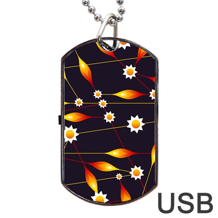 Flower Buds Floral Background Dog Tag USB Flash (One Side)