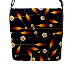 Flower Buds Floral Background Flap Closure Messenger Bag (l)