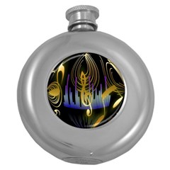 Background Level Clef Note Music Round Hip Flask (5 Oz)