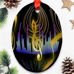 Background Level Clef Note Music Oval Ornament (two Sides) by HermanTelo