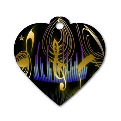 Background Level Clef Note Music Dog Tag Heart (one Side) by HermanTelo