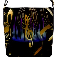 Background Level Clef Note Music Flap Closure Messenger Bag (s)