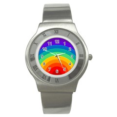 Rainbow Background Colorful Stainless Steel Watch