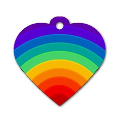 Rainbow Background Colorful Dog Tag Heart (two Sides)