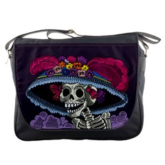 Mexican Catrina Sugar Skull Messenger Bag by trulycreative