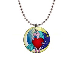 Space Unicorn 1  Button Necklace