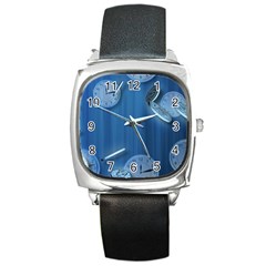 Time Clock Watch Hours Square Metal Watch