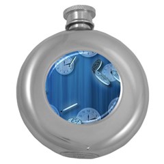 Time Clock Watch Hours Round Hip Flask (5 Oz)