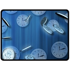 Time Clock Watch Hours Fleece Blanket (large)  by HermanTelo