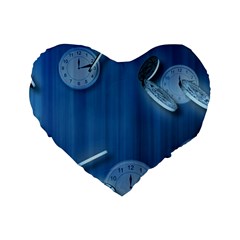 Time Clock Watch Hours Standard 16  Premium Flano Heart Shape Cushions