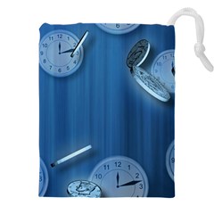 Time Clock Watch Hours Drawstring Pouch (5xl) by HermanTelo