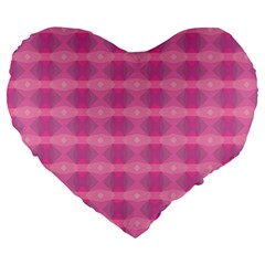 Pink Large 19  Premium Flano Heart Shape Cushions