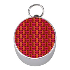 Pattern Red Background Structure Mini Silver Compasses by HermanTelo