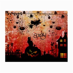 Funny Halloween Design, Cat, Pumpkin And Witch Small Glasses Cloth by FantasyWorld7