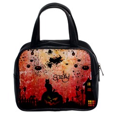 Funny Halloween Design, Cat, Pumpkin And Witch Classic Handbag (two Sides) by FantasyWorld7