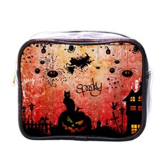 Funny Halloween Design, Cat, Pumpkin And Witch Mini Toiletries Bag (one Side) by FantasyWorld7