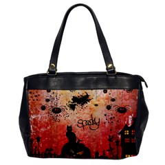 Funny Halloween Design, Cat, Pumpkin And Witch Oversize Office Handbag by FantasyWorld7