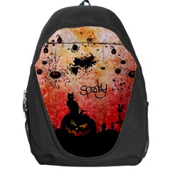 Funny Halloween Design, Cat, Pumpkin And Witch Backpack Bag by FantasyWorld7