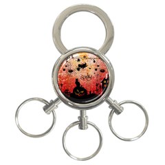 Funny Halloween Design, Cat, Pumpkin And Witch 3-ring Key Chain by FantasyWorld7