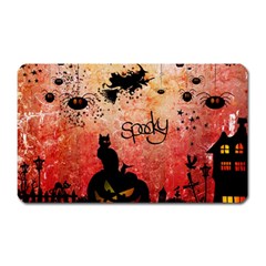 Funny Halloween Design, Cat, Pumpkin And Witch Magnet (rectangular) by FantasyWorld7