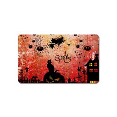 Funny Halloween Design, Cat, Pumpkin And Witch Magnet (name Card) by FantasyWorld7