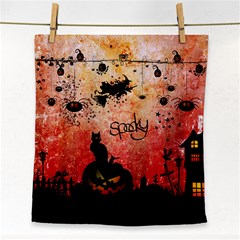 Funny Halloween Design, Cat, Pumpkin And Witch Face Towel by FantasyWorld7