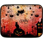 Funny Halloween Design, Cat, Pumpkin And Witch Double Sided Fleece Blanket (Mini)  35 x27  Blanket Front