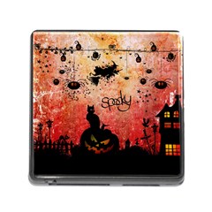 Funny Halloween Design, Cat, Pumpkin And Witch Memory Card Reader (square 5 Slot)