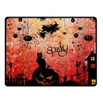 Funny Halloween Design, Cat, Pumpkin And Witch Fleece Blanket (Small) 50 x40  Blanket Front