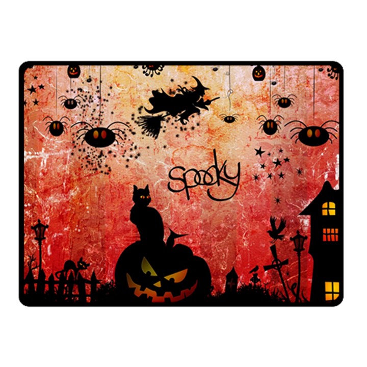 Funny Halloween Design, Cat, Pumpkin And Witch Fleece Blanket (Small)