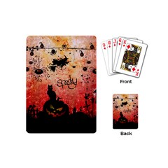 Funny Halloween Design, Cat, Pumpkin And Witch Playing Cards Single Design (mini) by FantasyWorld7