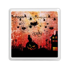 Funny Halloween Design, Cat, Pumpkin And Witch Memory Card Reader (square) by FantasyWorld7