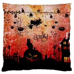 Funny Halloween Design, Cat, Pumpkin And Witch Standard Flano Cushion Case (one Side) by FantasyWorld7