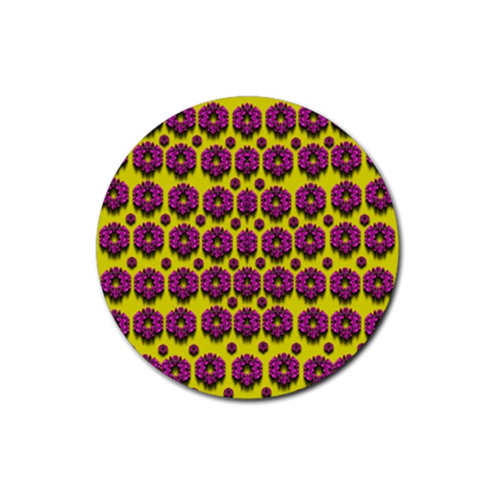 Flower Wreaths Ornate Flowers Decorative Rubber Coaster (Round) 