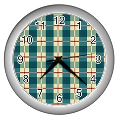 Pattern Texture Plaid Grey Wall Clock (silver) by Mariart