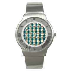 Pattern Texture Plaid Grey Stainless Steel Watch by Mariart