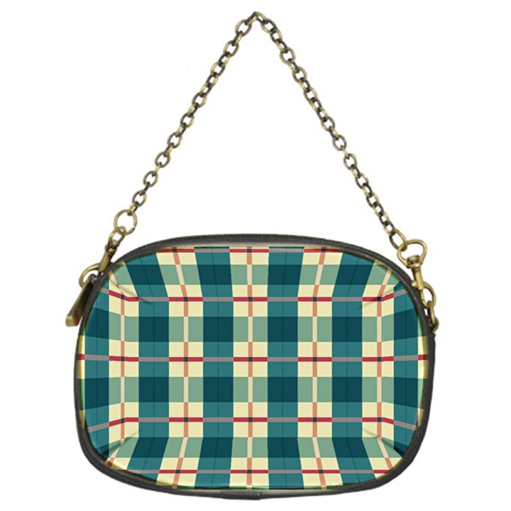 Pattern Texture Plaid Grey Chain Purse (One Side)