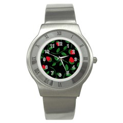 Roses Flowers Spring Flower Nature Stainless Steel Watch by HermanTelo