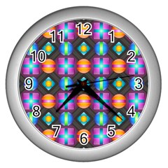 Squares Spheres Backgrounds Texture Wall Clock (silver) by HermanTelo