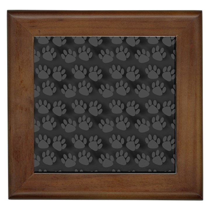 Pattern Texture Feet Dog Grey Framed Tile