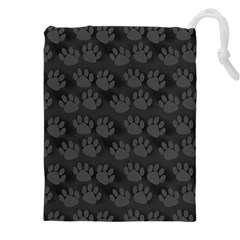 Pattern Texture Feet Dog Grey Drawstring Pouch (4xl) by HermanTelo