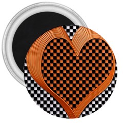 Heart Chess Board Checkerboard 3  Magnets by HermanTelo