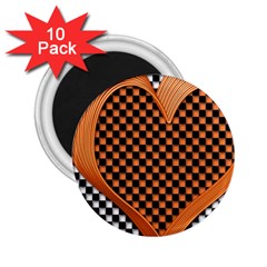 Heart Chess Board Checkerboard 2 25  Magnets (10 Pack)  by HermanTelo