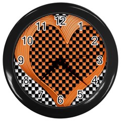 Heart Chess Board Checkerboard Wall Clock (black) by HermanTelo