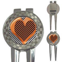 Heart Chess Board Checkerboard 3-in-1 Golf Divots by HermanTelo