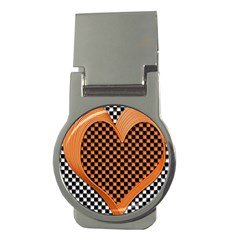 Heart Chess Board Checkerboard Money Clips (round)  by HermanTelo