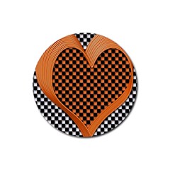 Heart Chess Board Checkerboard Rubber Round Coaster (4 Pack)  by HermanTelo