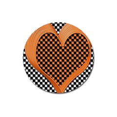 Heart Chess Board Checkerboard Magnet 3  (round) by HermanTelo